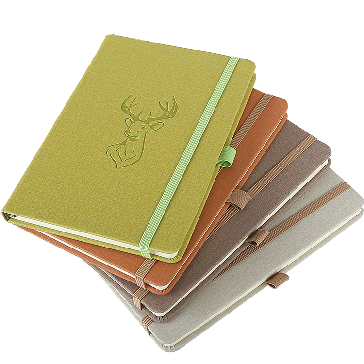 Customize Fabric Hard Cover Eco Notebook with Elastic Band-